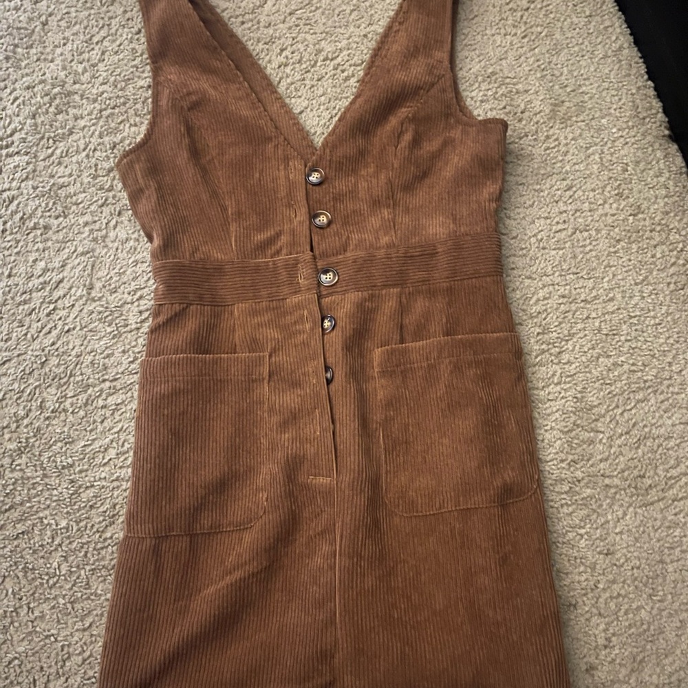 Brown Corduroy Button-Down Dress